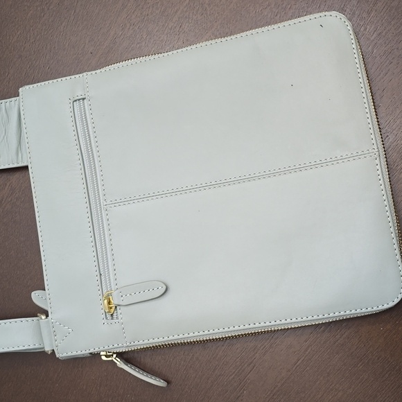 RADLEY London Crossbody Purse Gray Taupe Leather Zipper Pockets - Picture 3 of 10